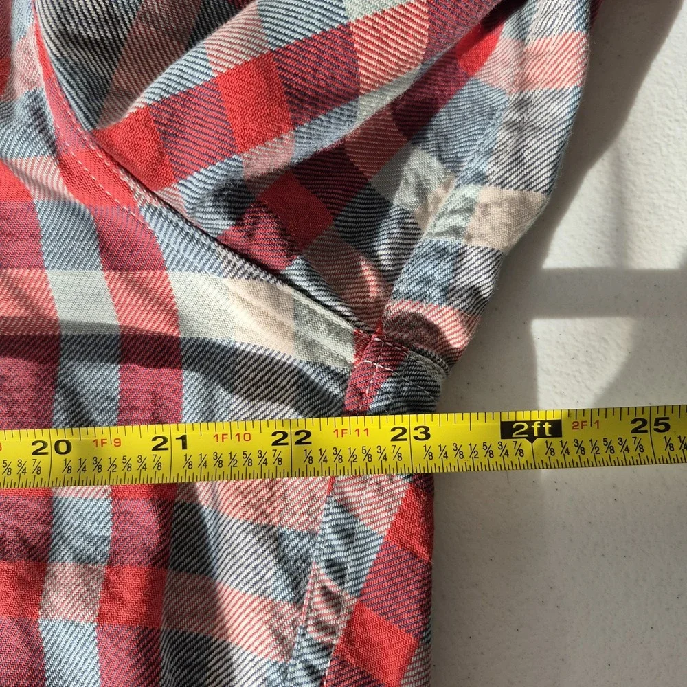 J Crew Shirt Mens‎ Large Red Blue Plaid Heavyweight Flannel Button Up Casual